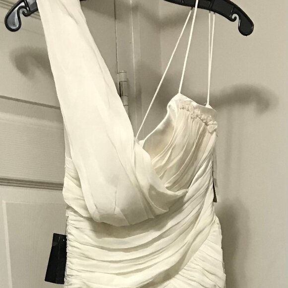 Nicole Miller Ivory Silk Ruched Draped Panel Wedding Dress Size 2 NWT - Picture 8 of 11